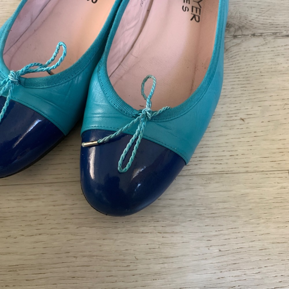 Paul Mayer Attitudes Turquoise Navy Blue Leather Ballet Flats Spain Size 10.5‎ B - Picture 5 of 10